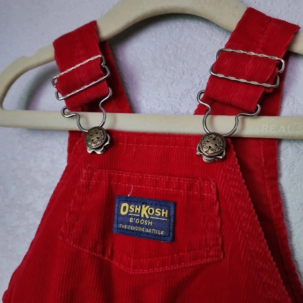 VTG OSHKOSH B'GOSH Made in USA Red Corduroy Overalls Baby‎ 12 Months